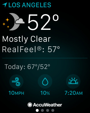 AccuWeather for Apple Watch in 2015 – Los Angeles