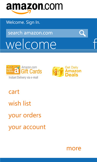 Amazon Mobile for Windows Phone in 2012 – Welcome