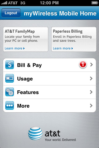 AT&T myWireless Mobile for iPhone in 2010