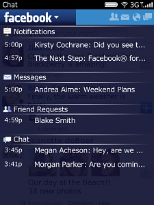 Facebook for BlackBerry in 2011 – Chat