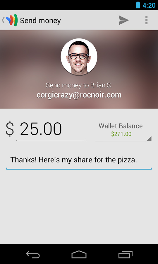 Google Wallet for Android in 2013 – Send money