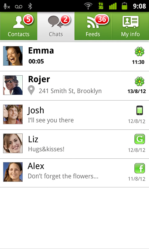 ICQ for Android in 2013 – Chats