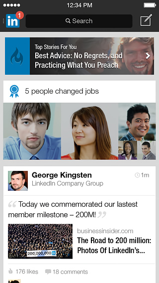 LinkedIn for iPhone in 2013