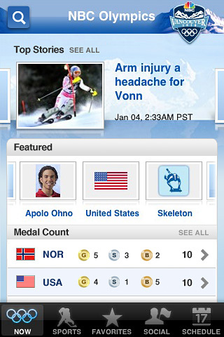 NBC Olympics on AT&T for iPhone in 2010