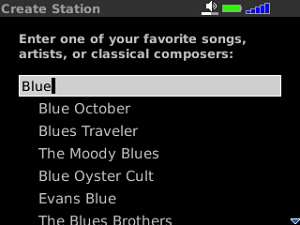 Pandora Radio for BlackBerry in 2011 – Create Station