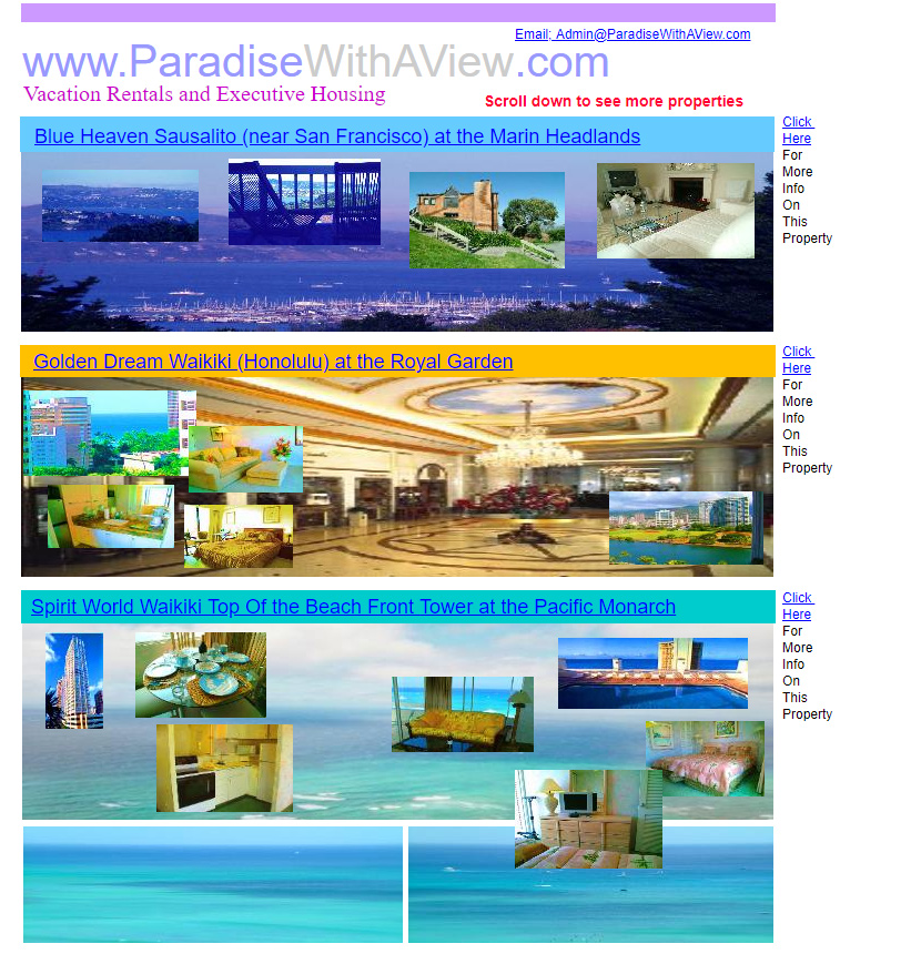 Paradise with a View website in 2006