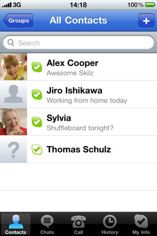 Skype for iPhone in 2010 – Contacts