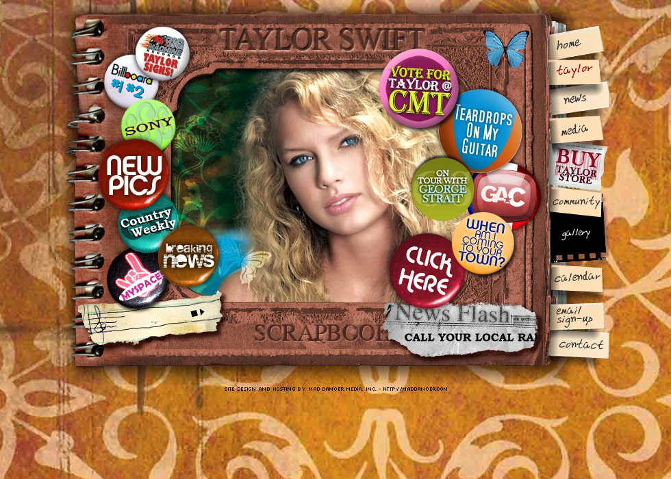 Taylor Swift website in 2004