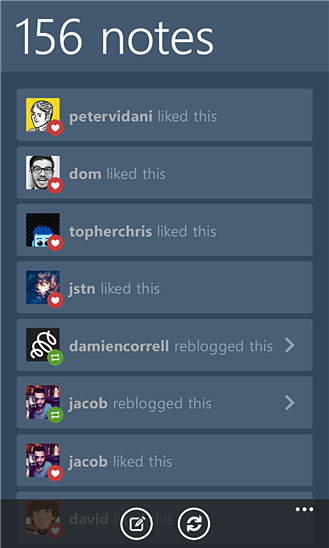 Tumblr for Windows Phone in 2013 – Notes