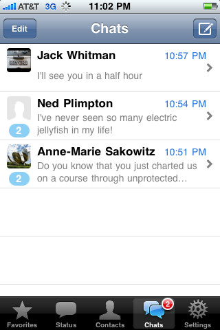 WhatsApp Messenger for iPhone in 2010 – Chats
