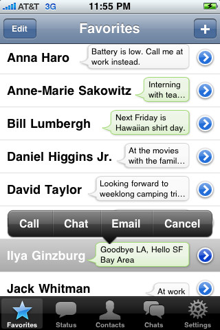 WhatsApp Messenger for iPhone in 2010 – Favorites