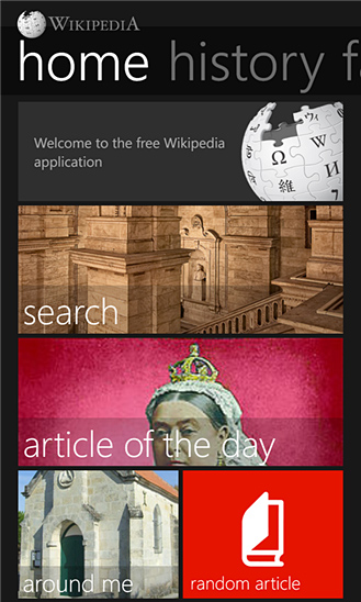 Wikipedia for Windows Phone in 2013 – Home