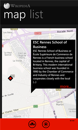 Wikipedia for Windows Phone in 2013 – Map