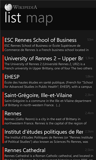 Wikipedia for Windows Phone in 2013 – List