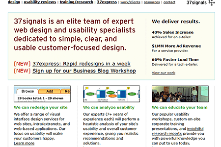 37signals website in 2003