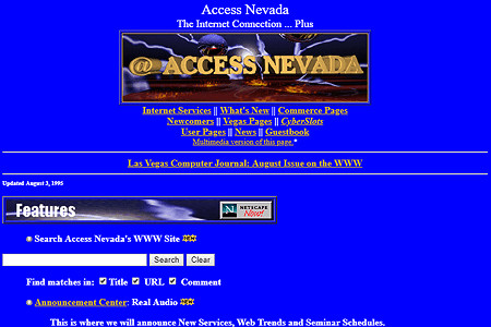 Access Nevada website in 1995