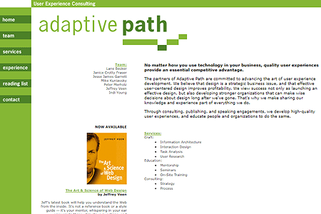 Adaptive Path website in 2001