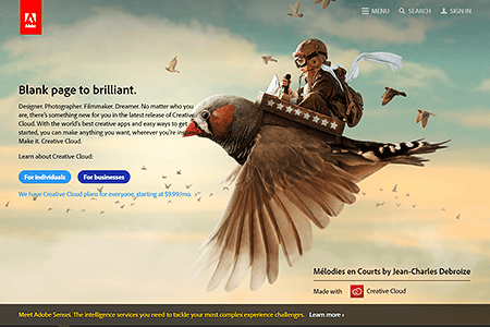 Adobe website in 2016