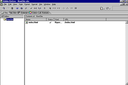 Adobe GoLive 4.0 – New Site