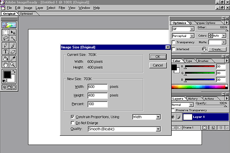 Adobe ImageReady 1.0 – Image Size