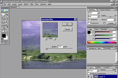 Adobe ImageReady 1.0 – Gaussian Blur