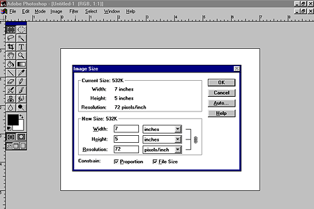 Adobe Photoshop 2.5 – Image Size