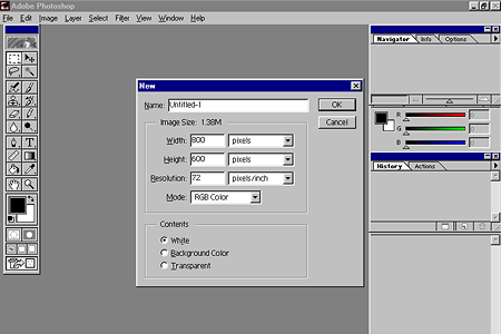 Adobe Photoshop 5.5 – New File