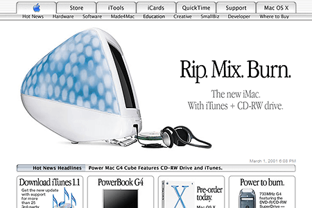 Apple website in 2001