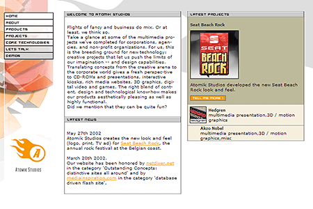 Atomik Studios website in 2002