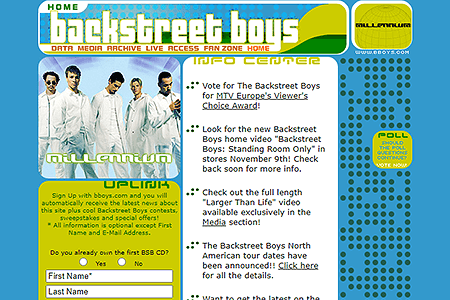 Backstreet Boys website in 1999