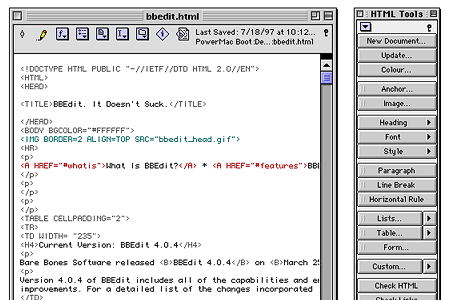 BBEdit 4.0.4 in 1997