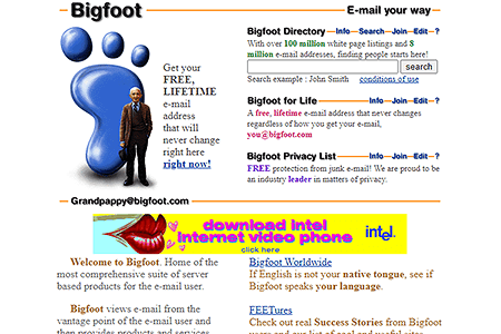 Bigfoot website in 1996