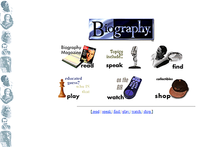 Biography website in 1996