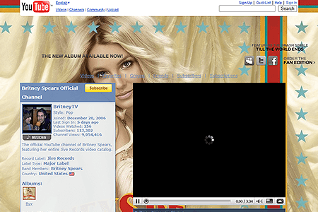 Britney Spears YouTube Channel in 2008