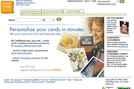 Cardstore.com website in 2000