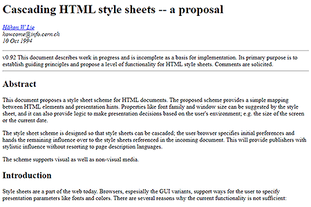 Cascading HTML style sheets - a proposal in 1994