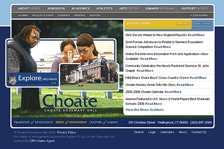 Choate Rosemary Hall website in 2005