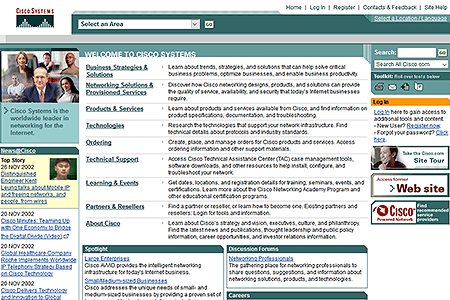 Cisco website in 2002