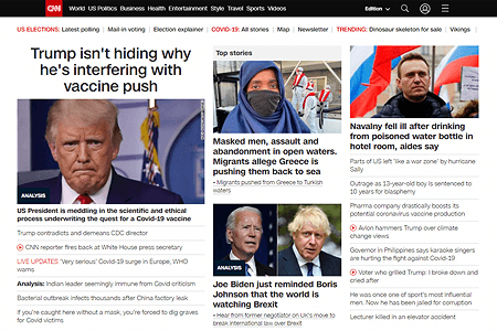 CNN.com website in 2020