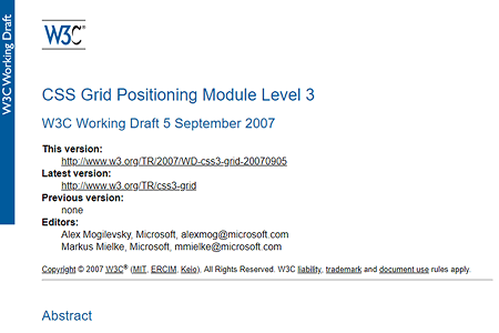 CSS Grid working draft 2007