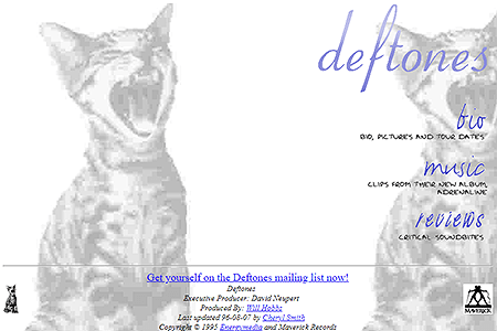 Deftones website in 1996