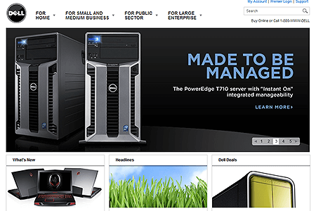 Dell website in 2009