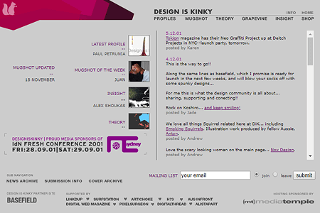 Design is Kinky website in 2001