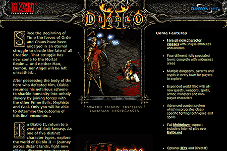 Diablo II website in 2000