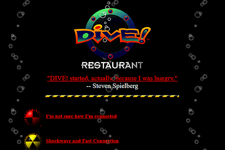 DIVE! Restaurant website in 1996