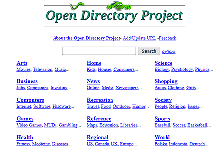 DMOZ.org website in 1999
