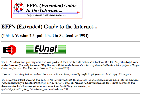 EFF’s (Extended) Guide to the Internet website in 1994