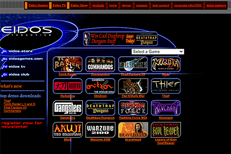 Eidos Interactive website in 1998