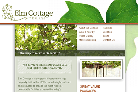 Elm Cottage website in 2005