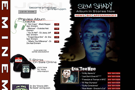 Eminem website in 1999